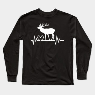 deer, stag, heartbeat, wild animal, hunting hunter Long Sleeve T-Shirt